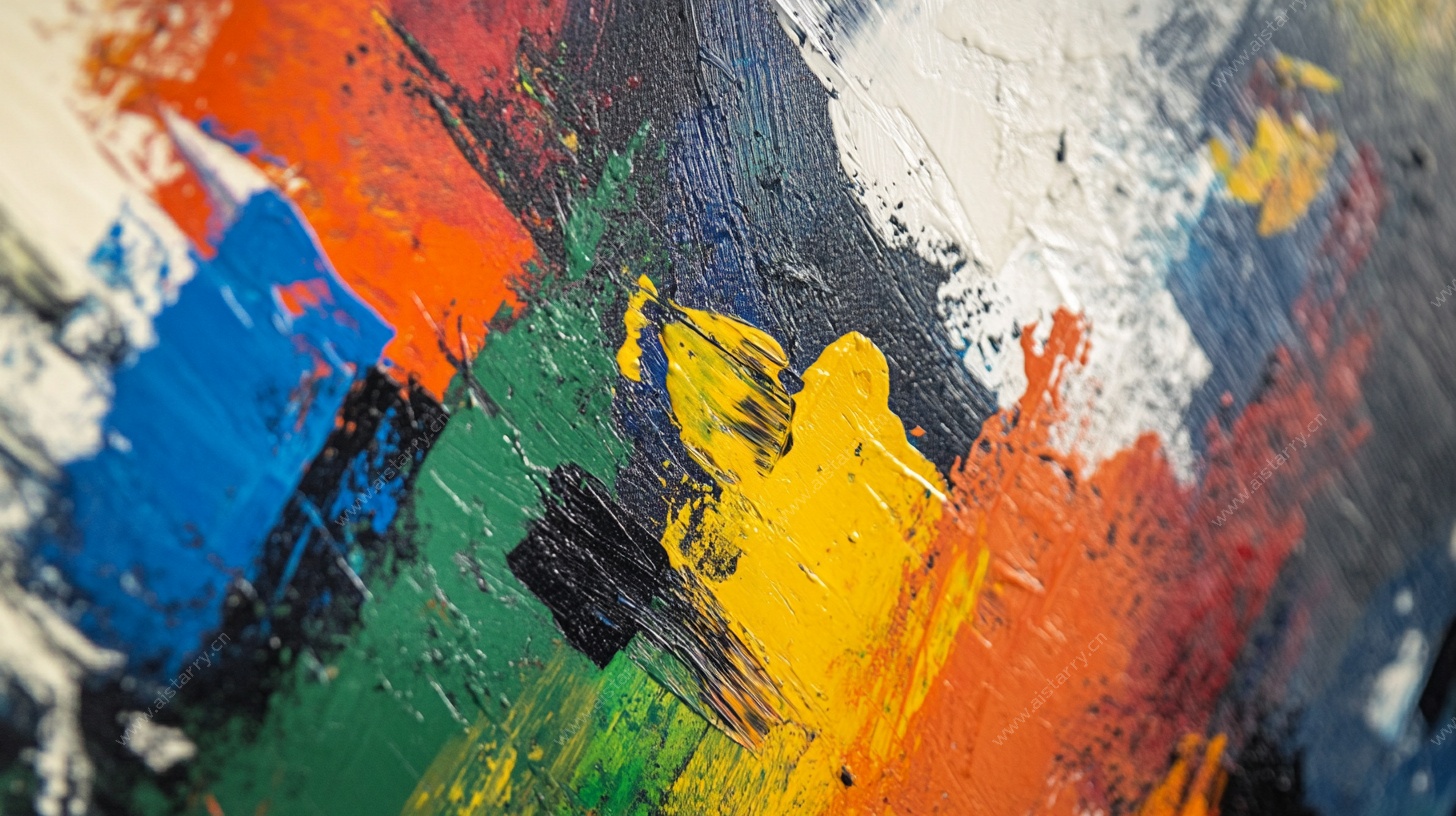 多彩油画笔触细节特写