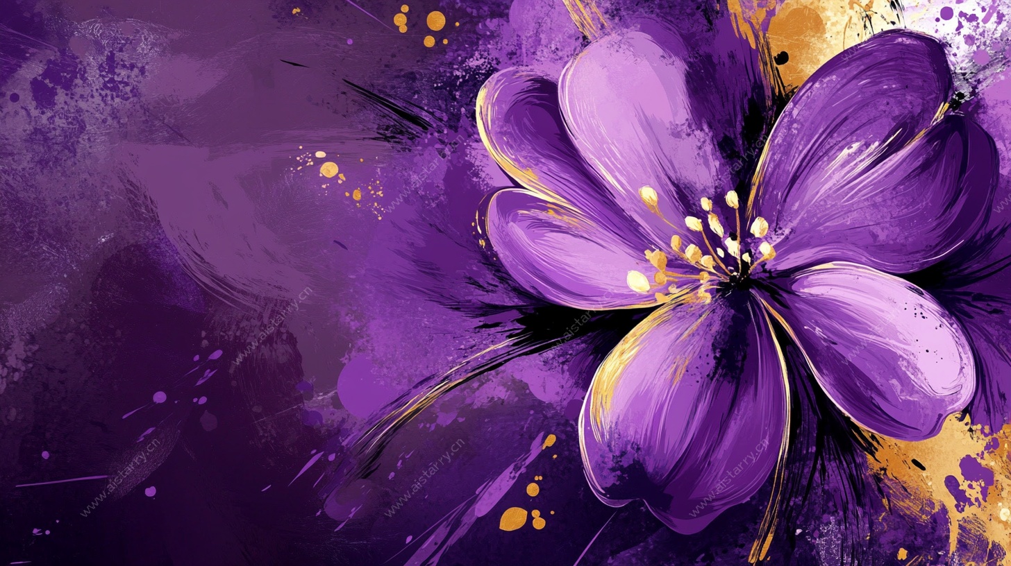 紫色花卉抽象艺术背景图