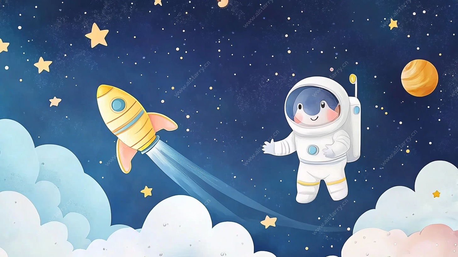 太空萌趣宇航员插画