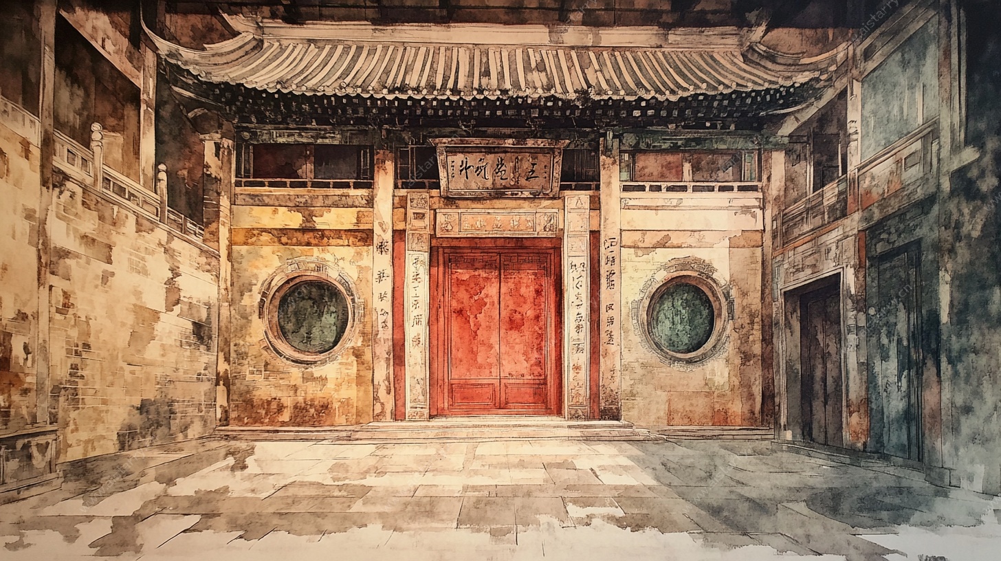 古旧中式庭院内景