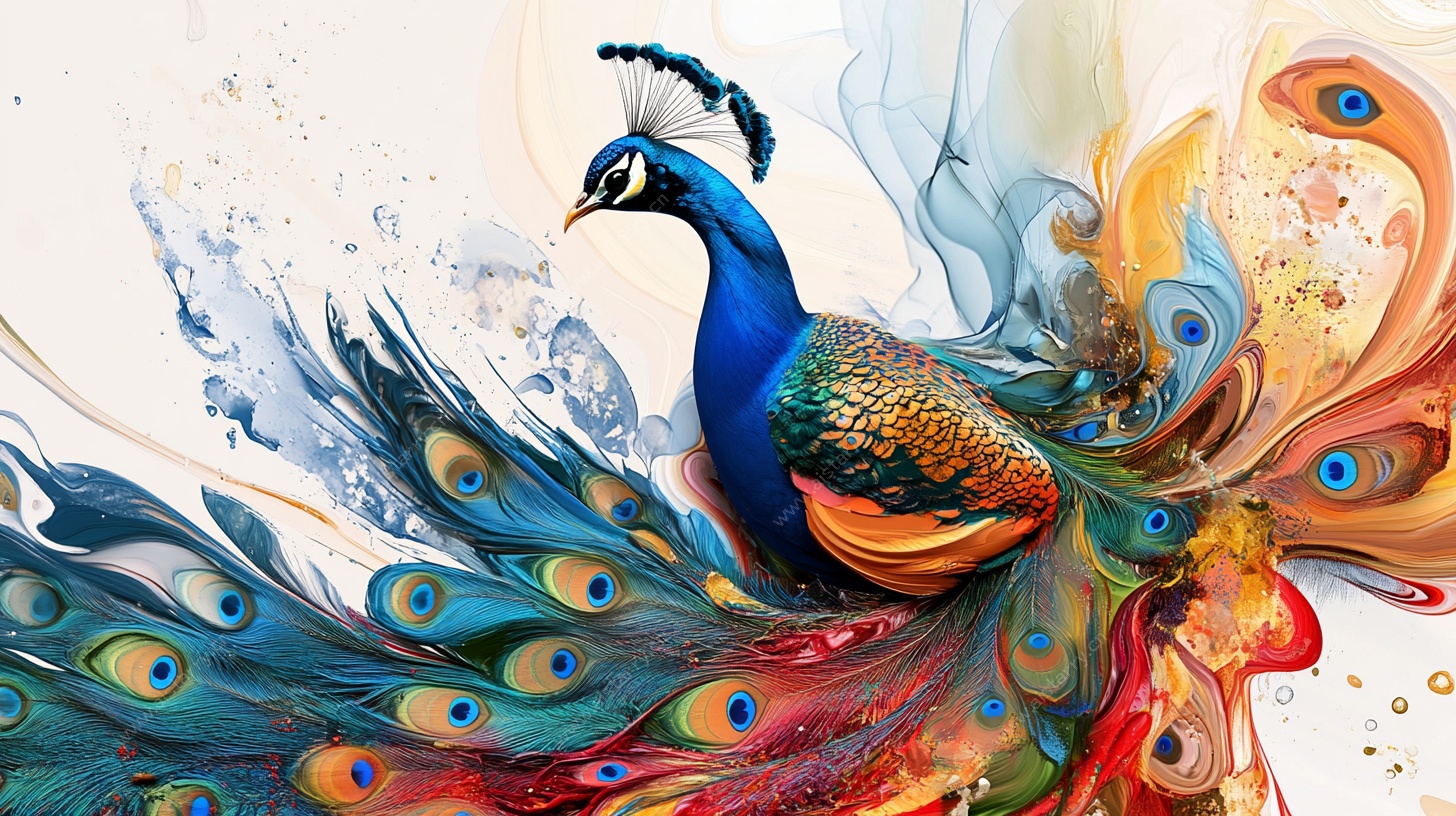 梦幻炫彩孔雀艺术插画