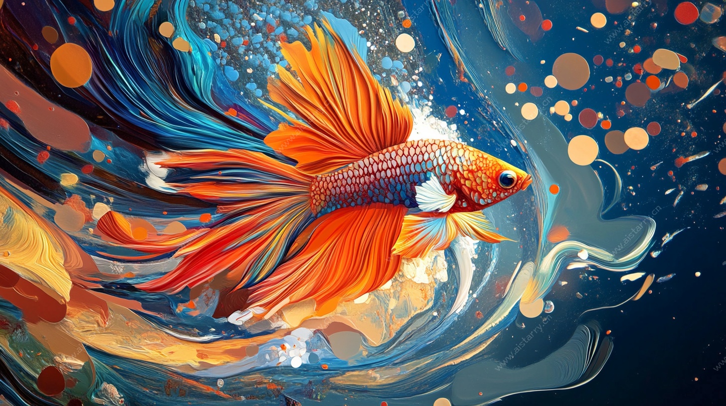 灵动金鱼绘 梦幻水彩风