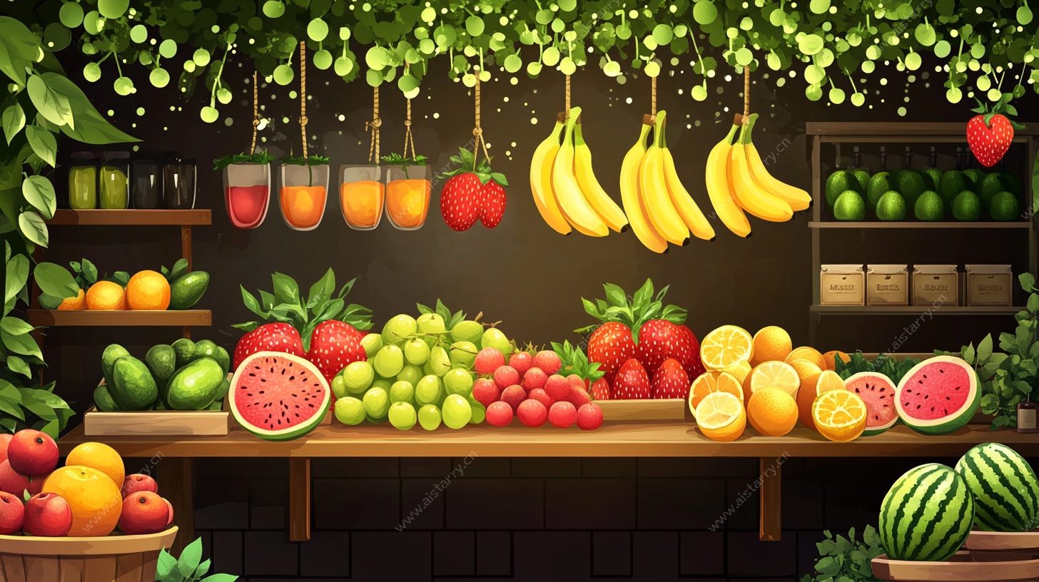 水果摊位插画
