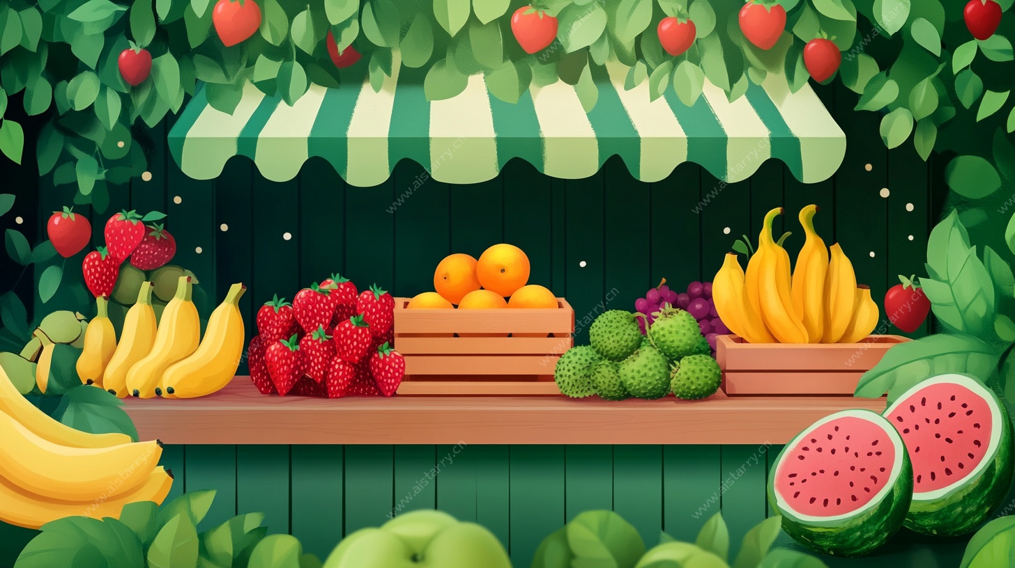 水果摊位插画
