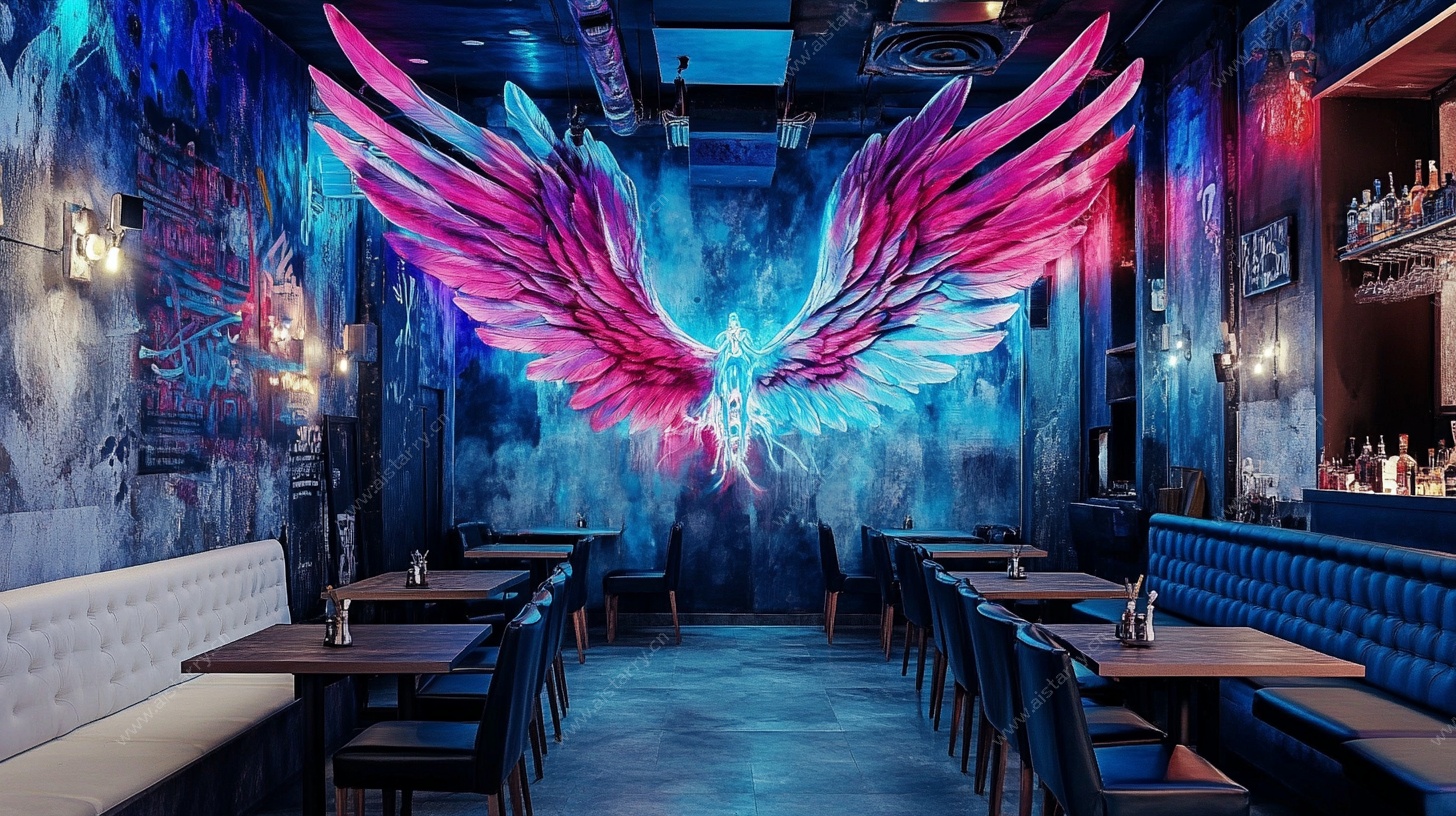 梦幻翅膀装饰的炫酷酒吧
