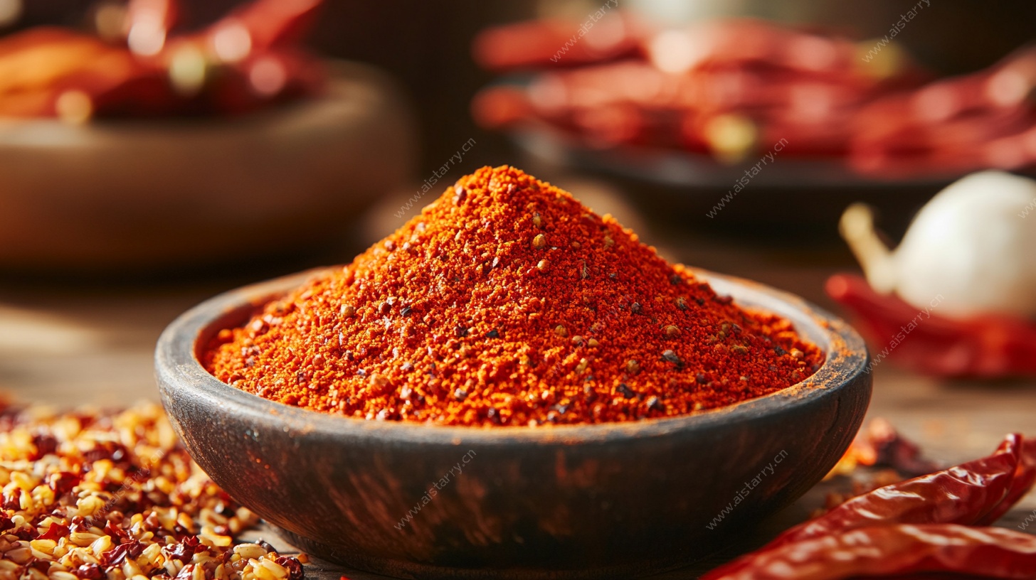 碗中红辣椒粉特写