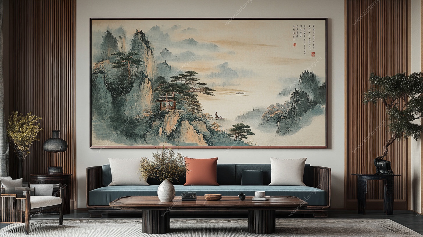 中式客厅的山水装饰画