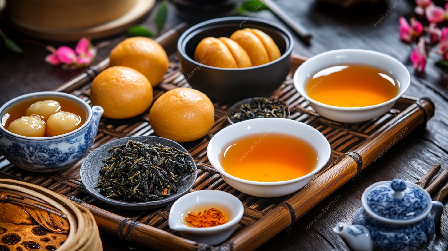中式茶点茶饮精致组合