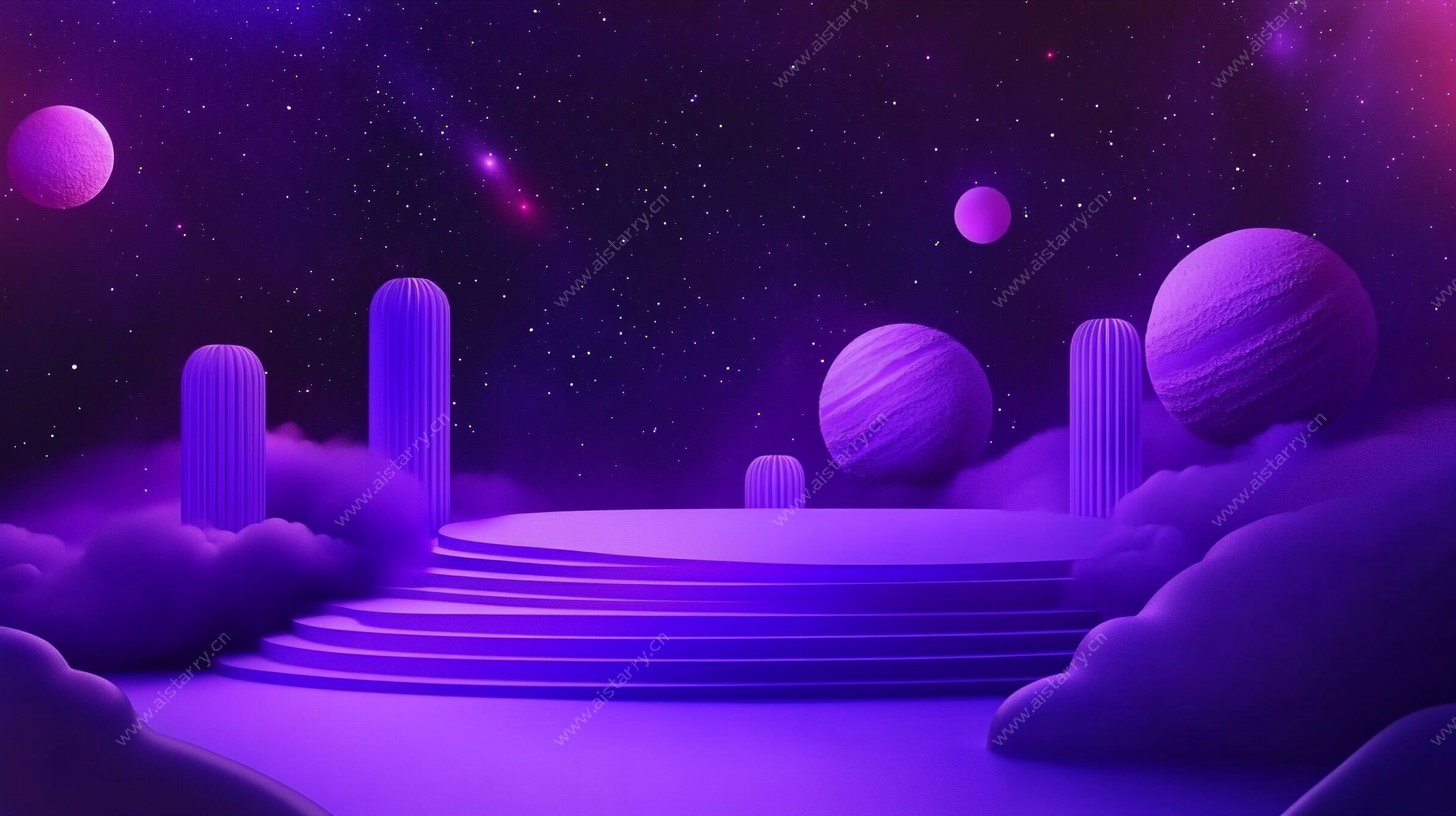 紫色梦幻太空场景舞台