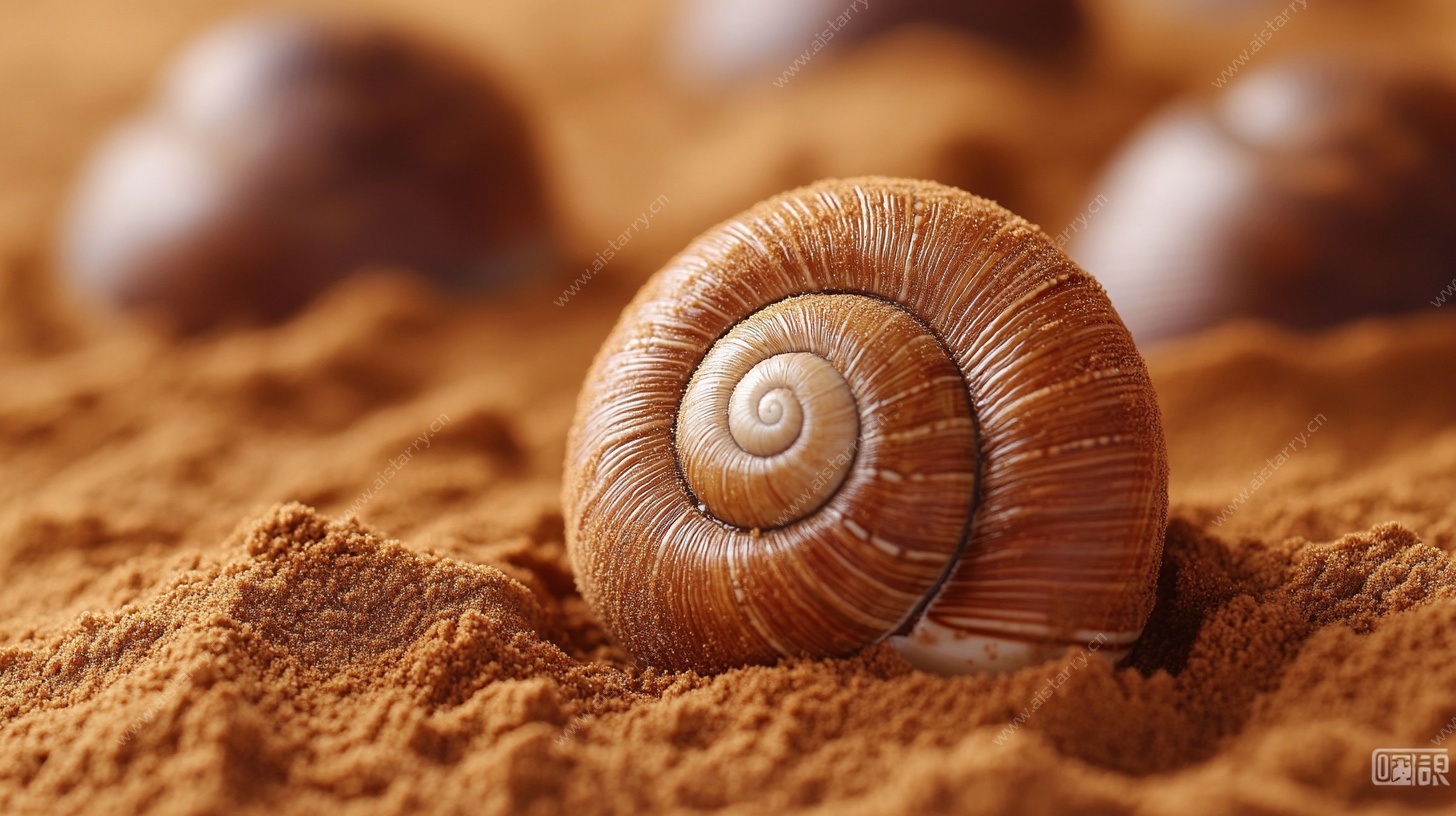 沙中螺旋纹蜗牛特写