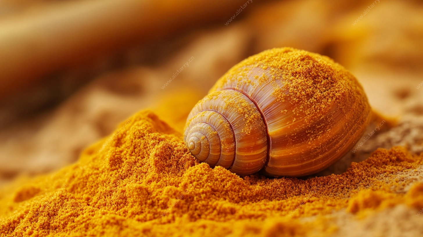 海螺覆于姜黄粉末之上
