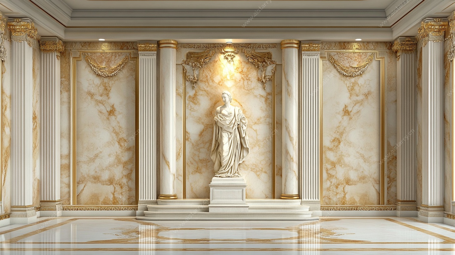 欧式豪华大厅中的雕像