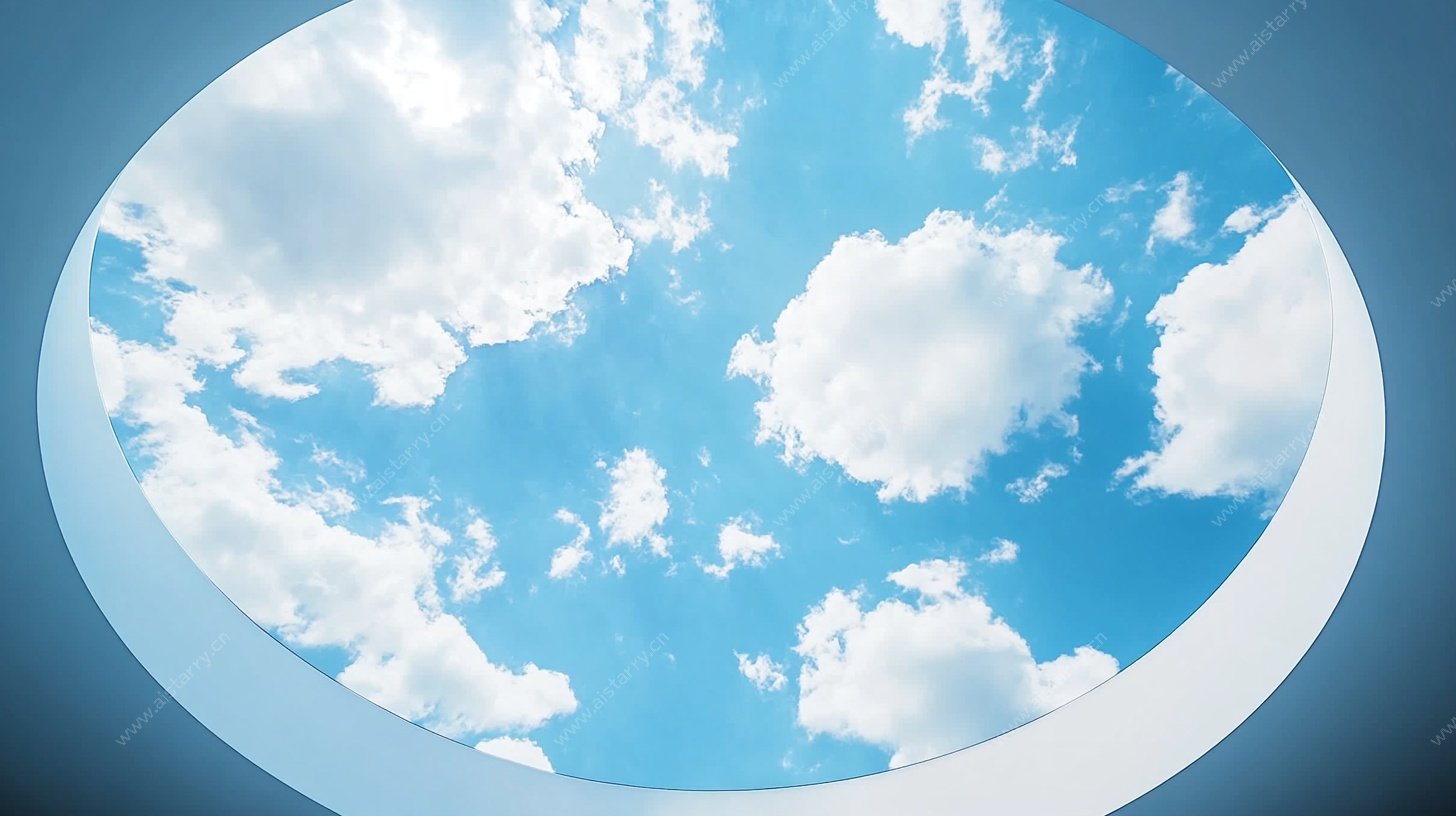 圆形框中的蓝天白云