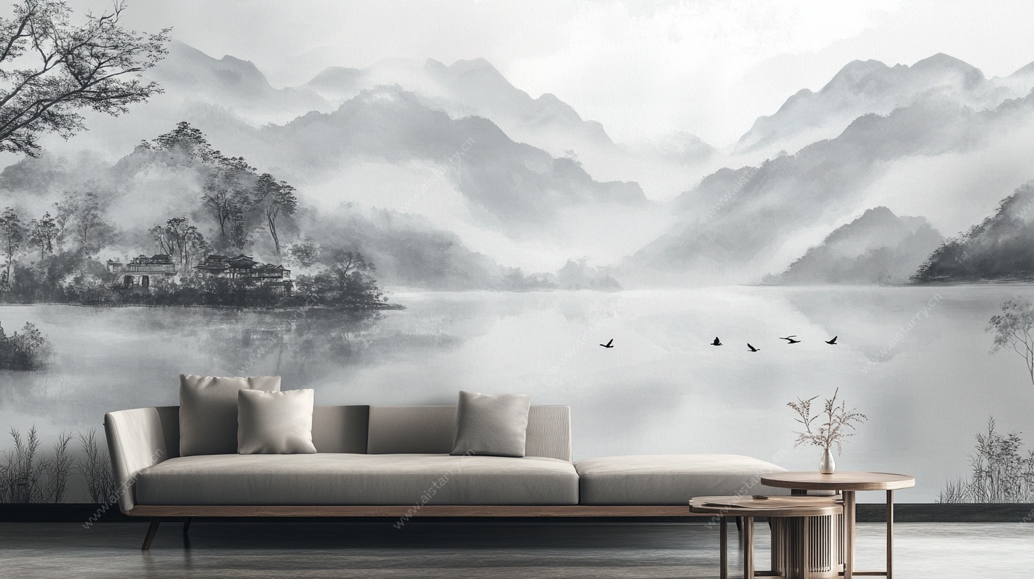 中式山水客厅意境图