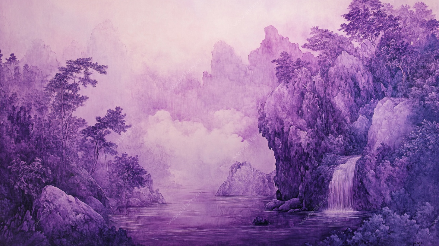 梦幻紫调山水风光图