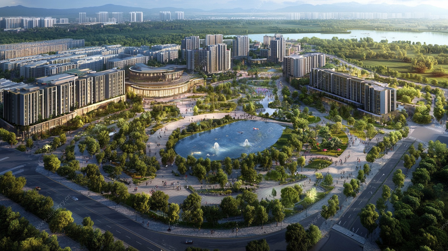 城市建筑景观鸟瞰效果图