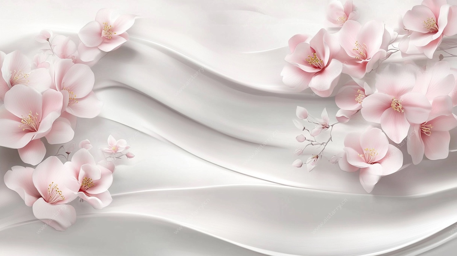 粉色花朵波浪纹理背景图