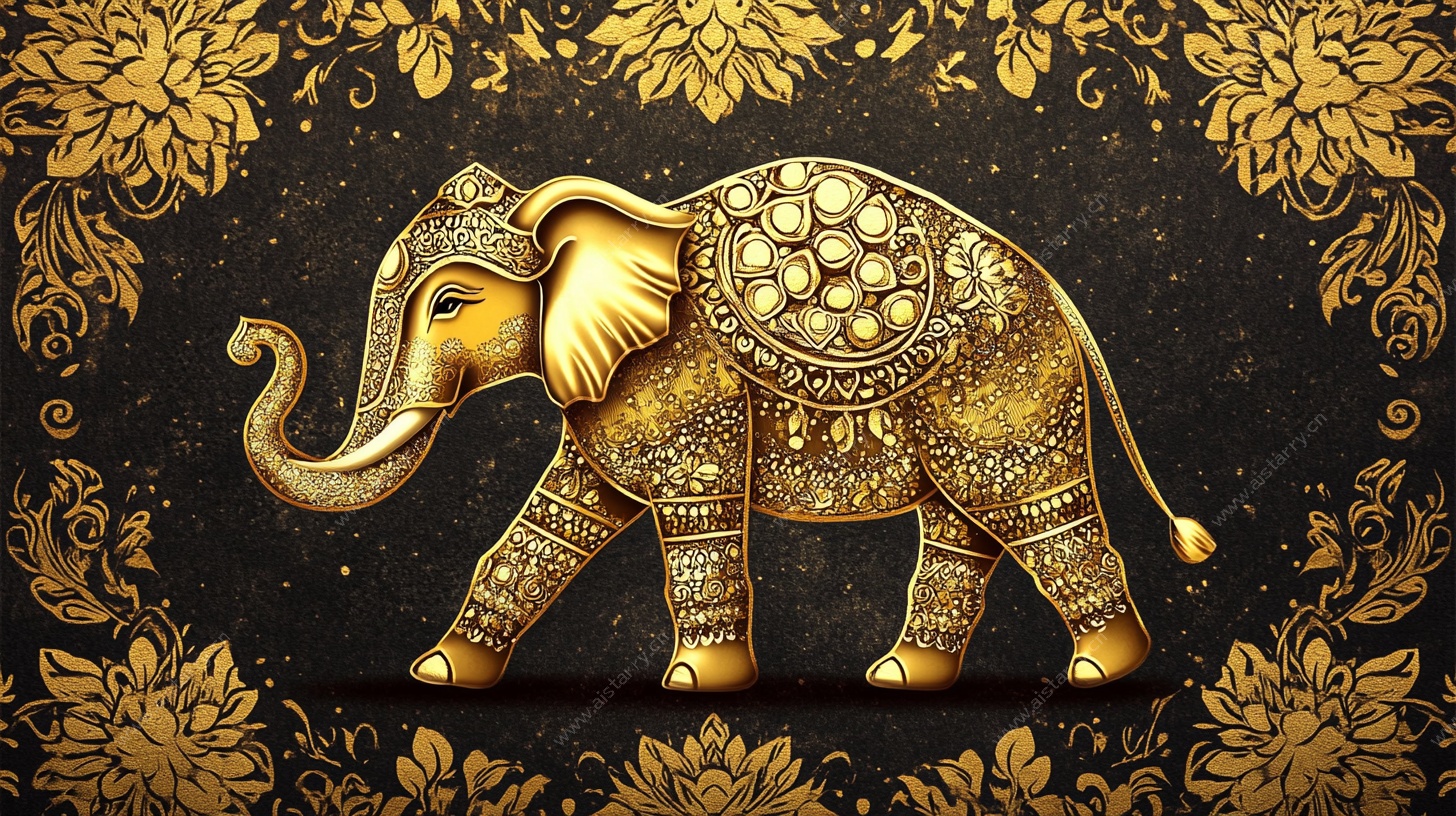 金色华丽大象装饰图案