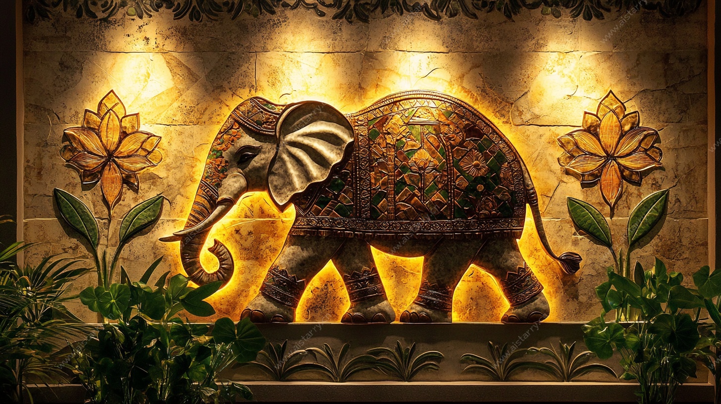 发光大象墙面艺术装饰