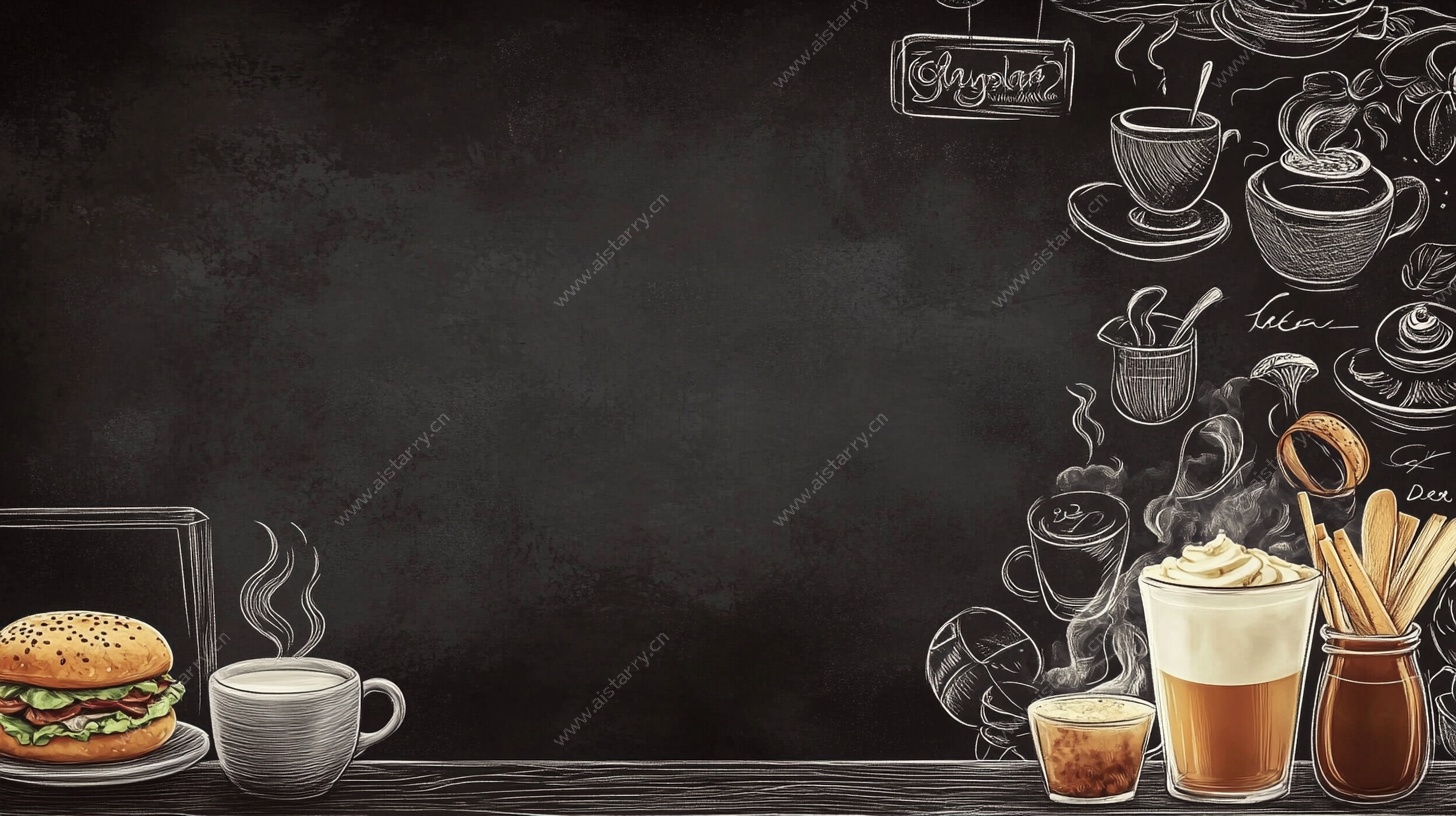 黑板风美食插画背景图