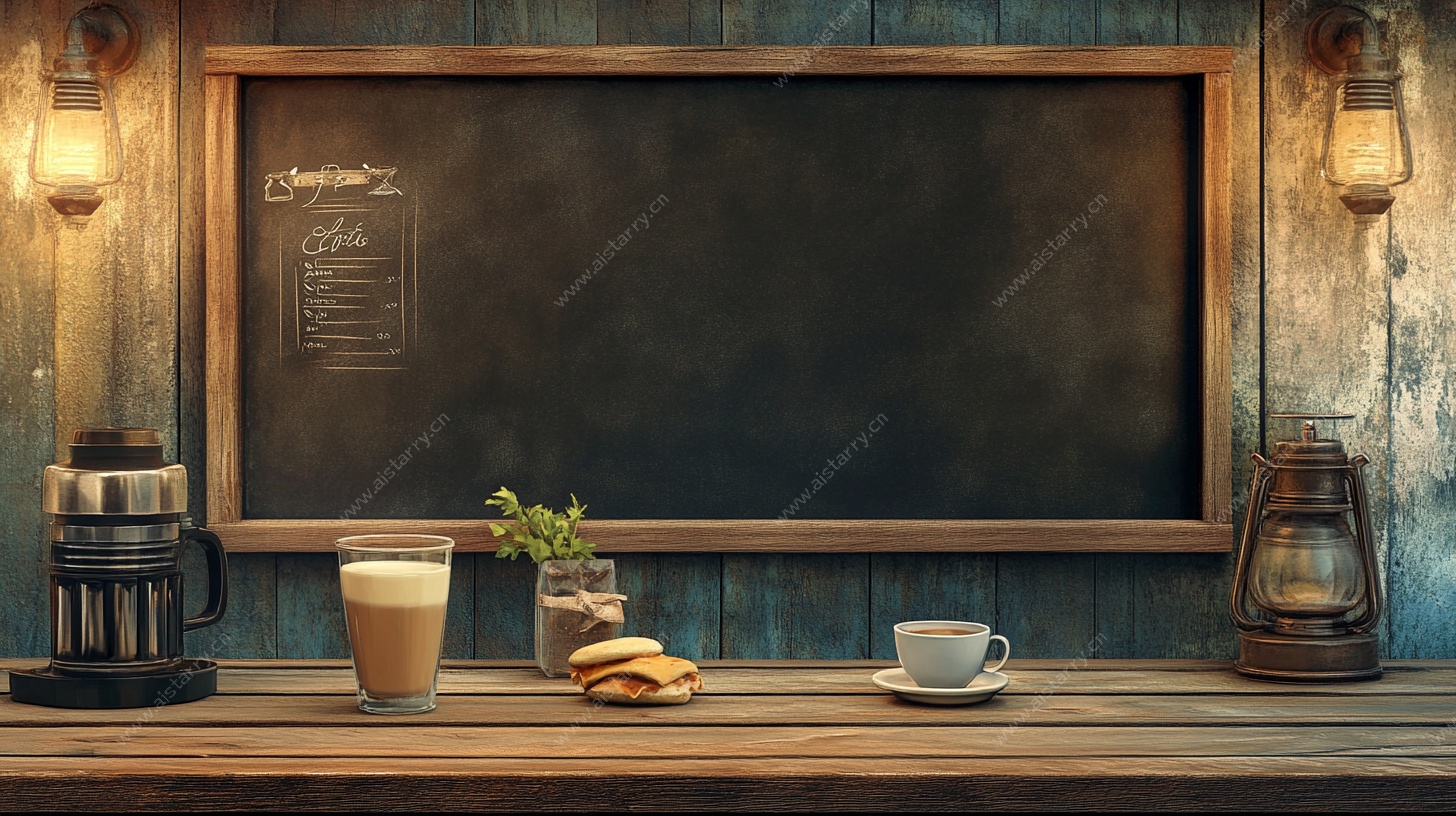 复古风木质吧台咖啡场景