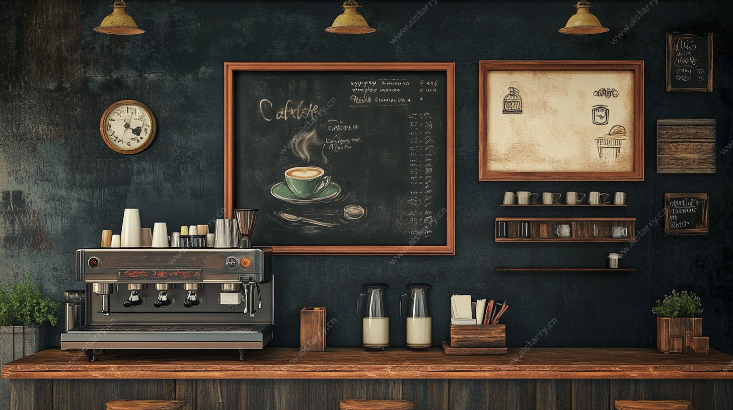 复古风咖啡店吧台场景