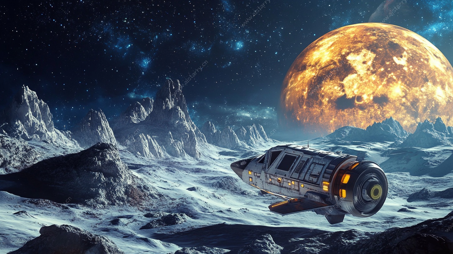 月球表面的科幻探险飞船