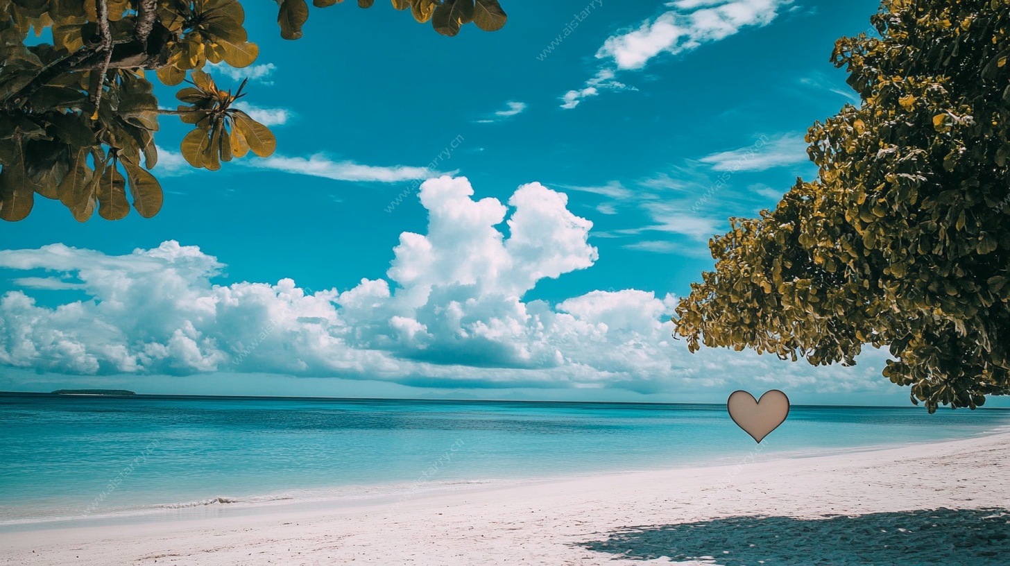 梦幻海滩爱心美景