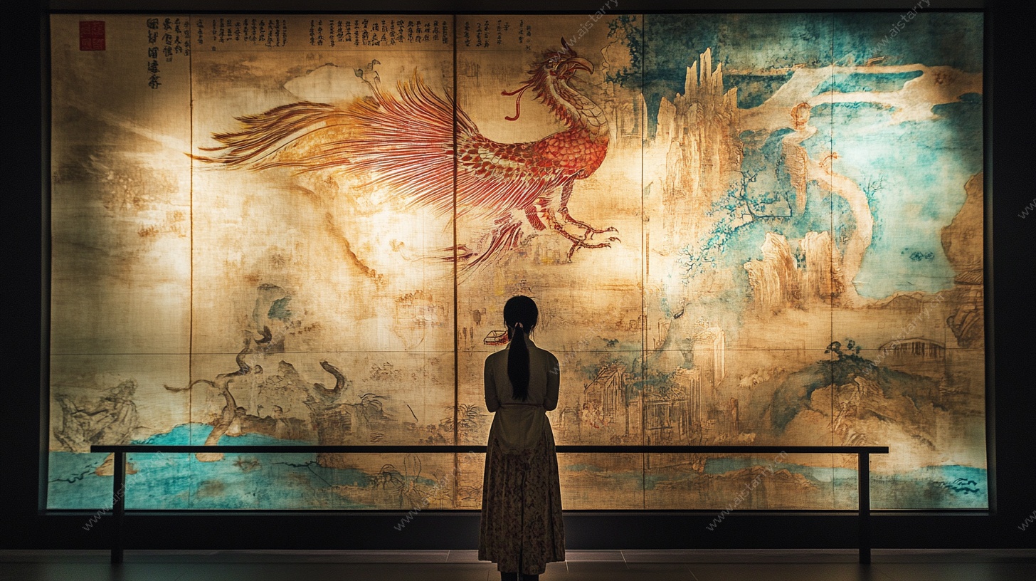 女子赏古风壁画