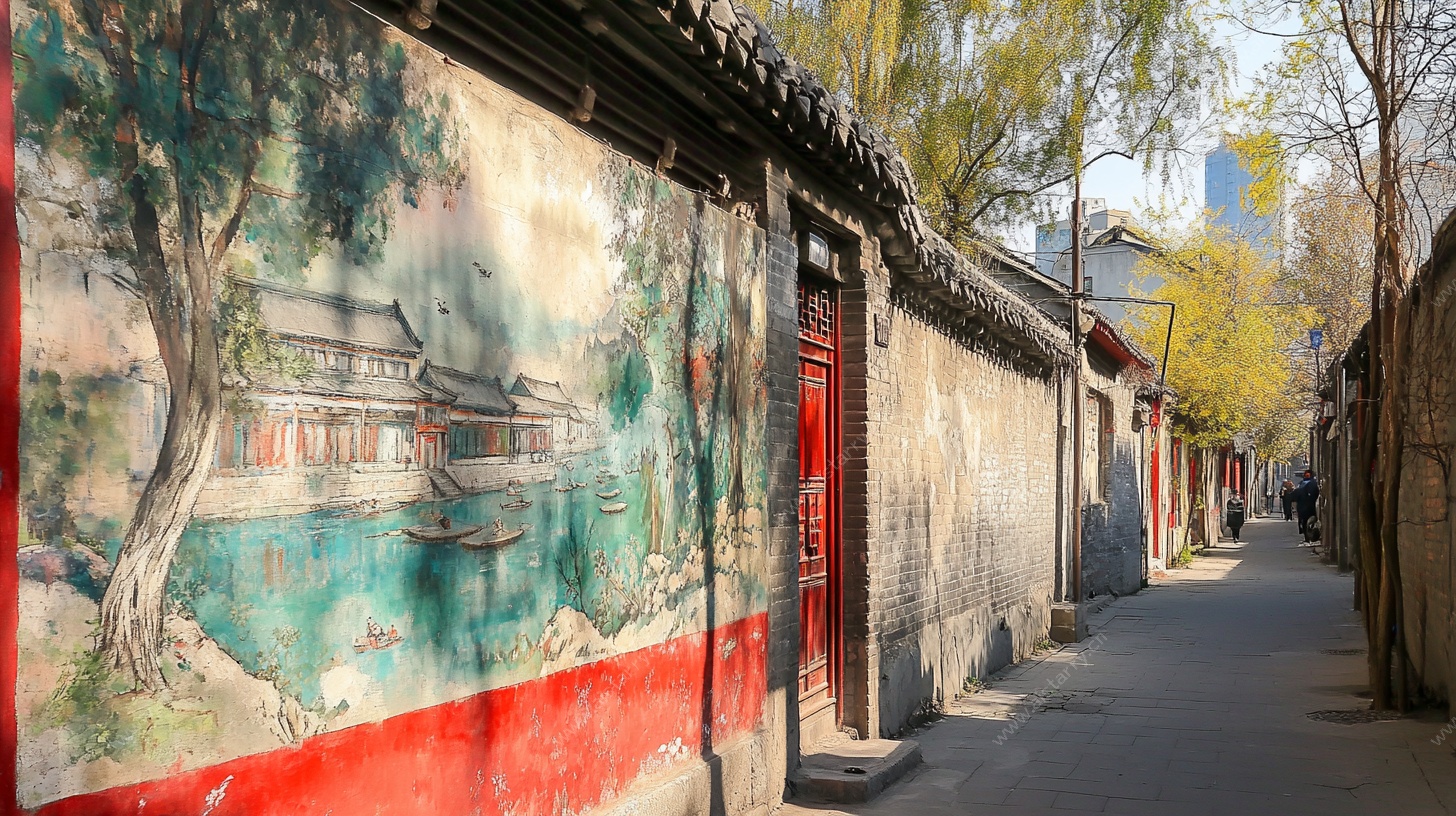 古巷壁画 传统街巷风情画