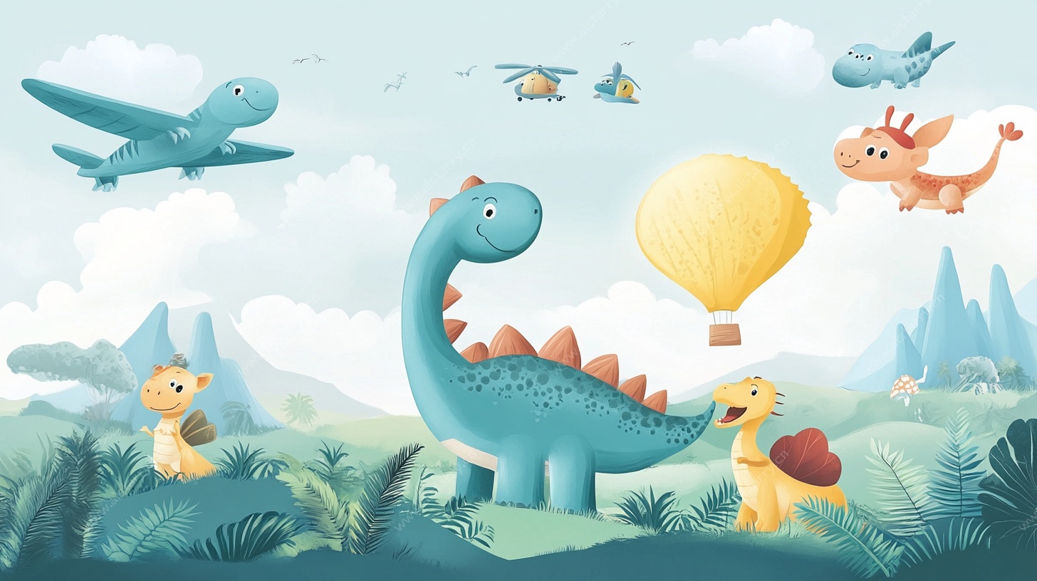 恐龙与飞行器的奇幻天地