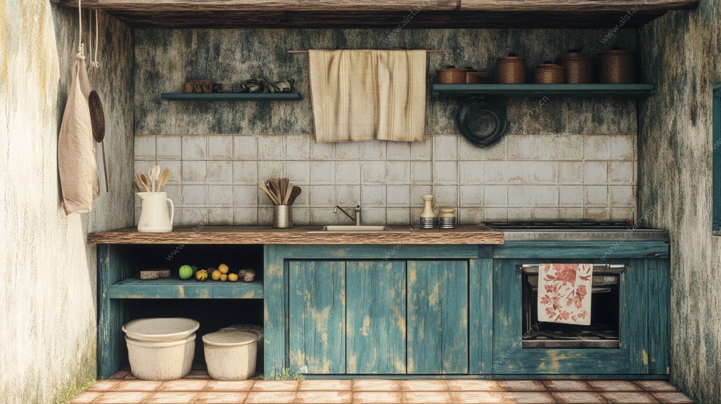 复古乡村风木质厨房角落