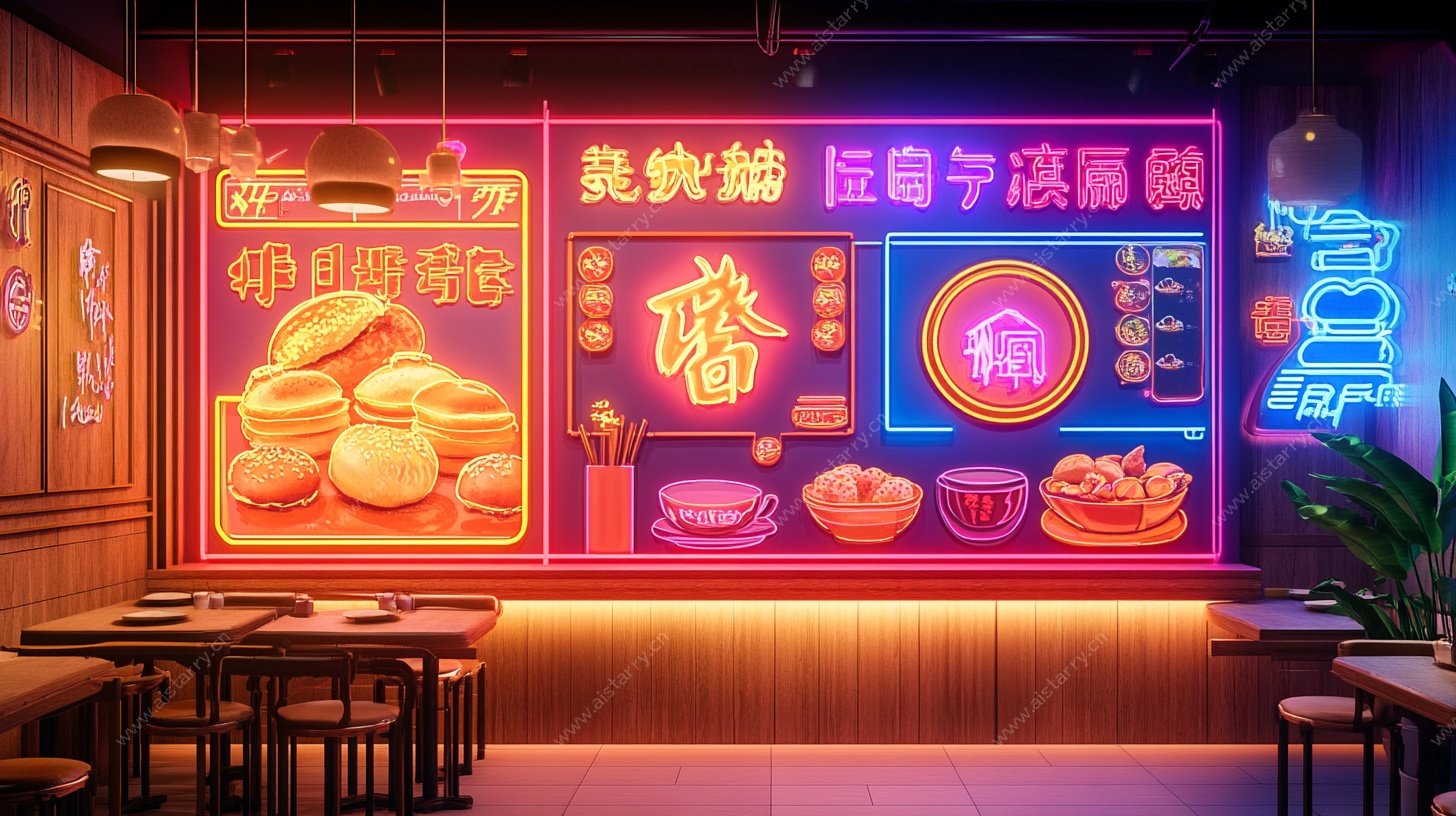 复古港式茶餐厅霓虹招牌