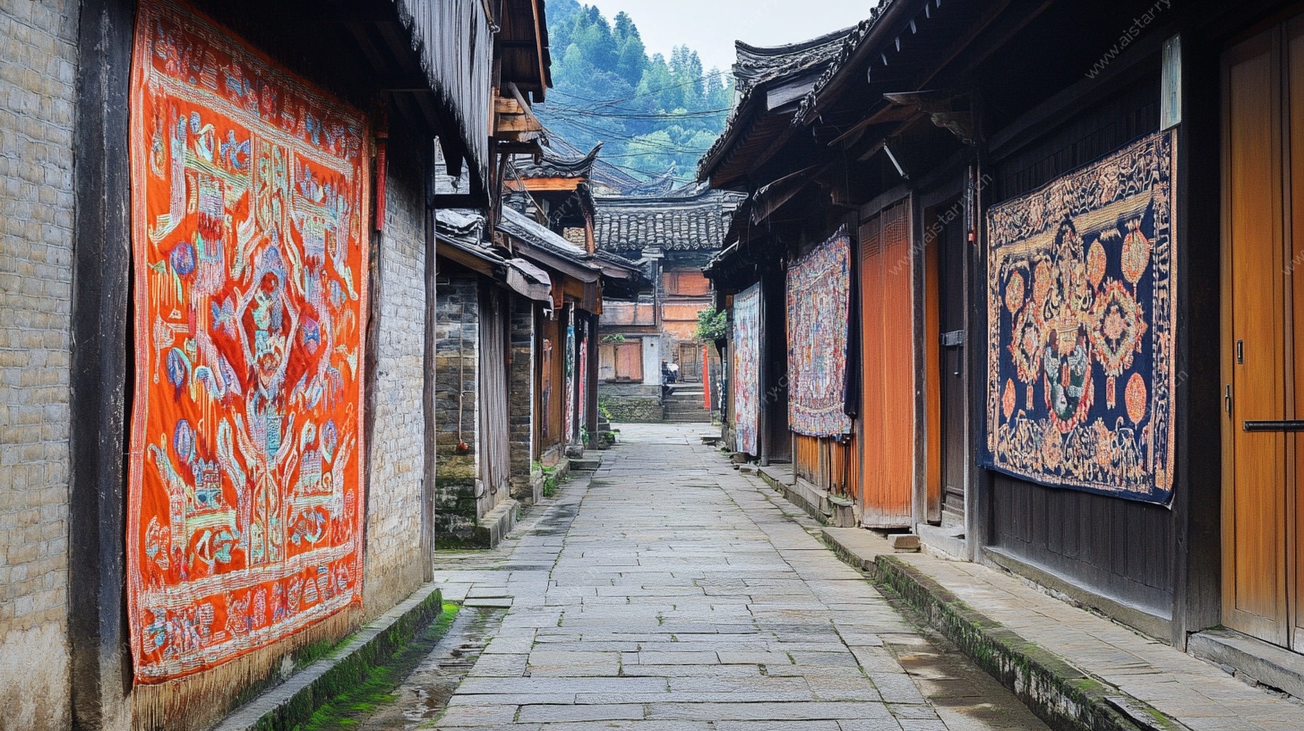 古巷中的精美传统织锦