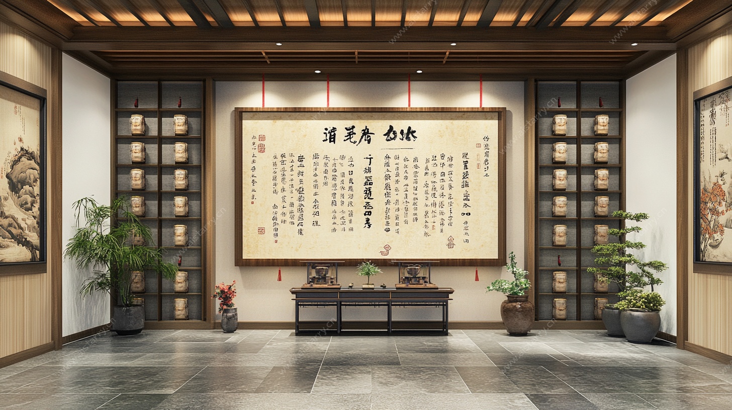 中式典雅书法装饰大厅