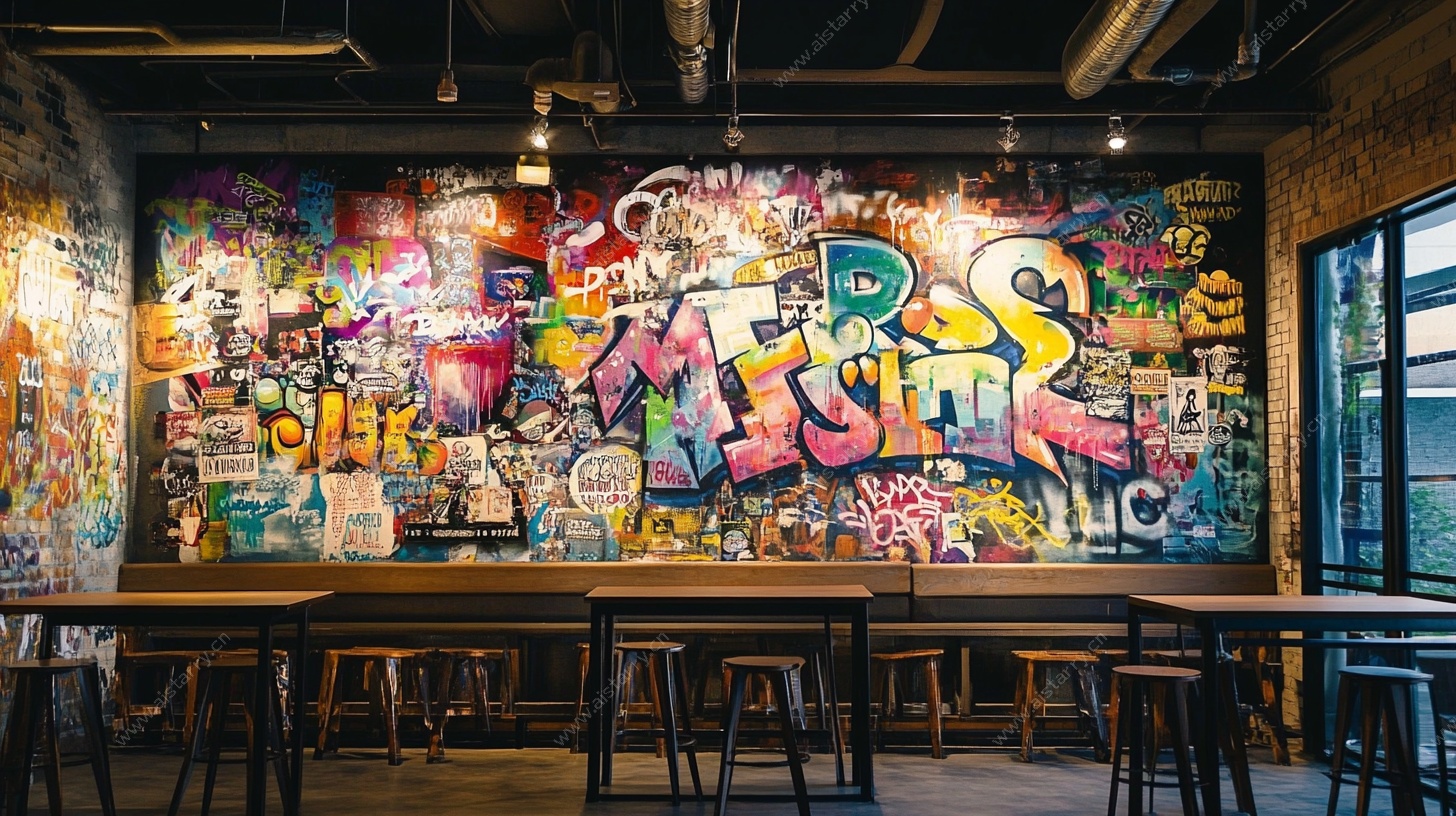 涂鸦风餐厅室内场景