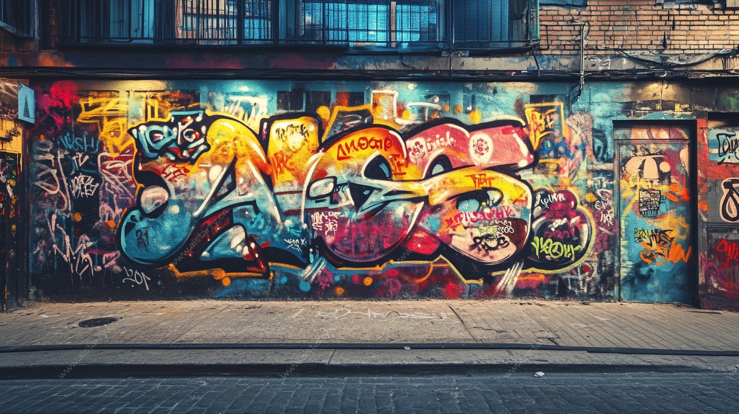 街头多彩涂鸦墙面
