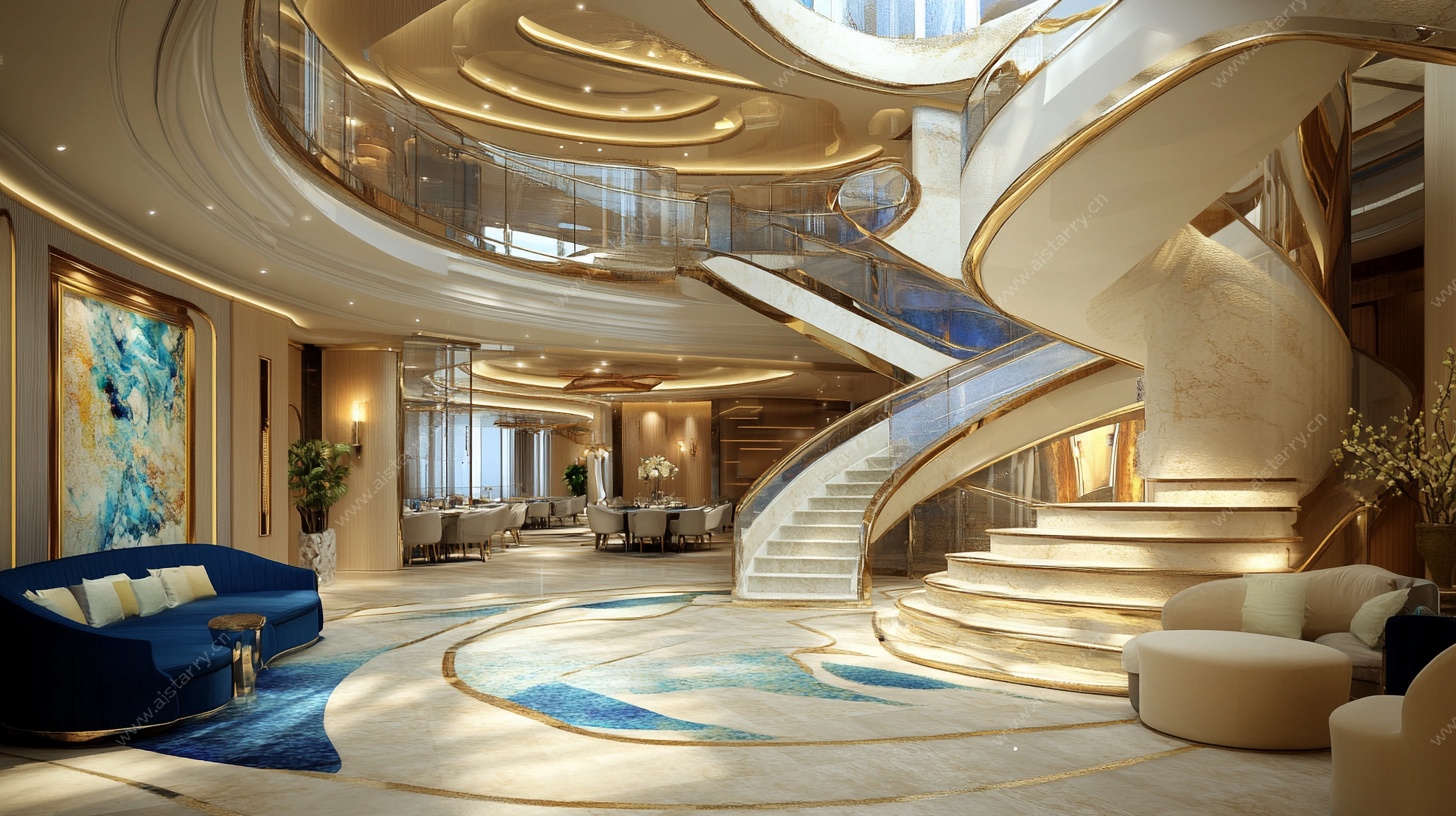 豪华现代风别墅大厅内景