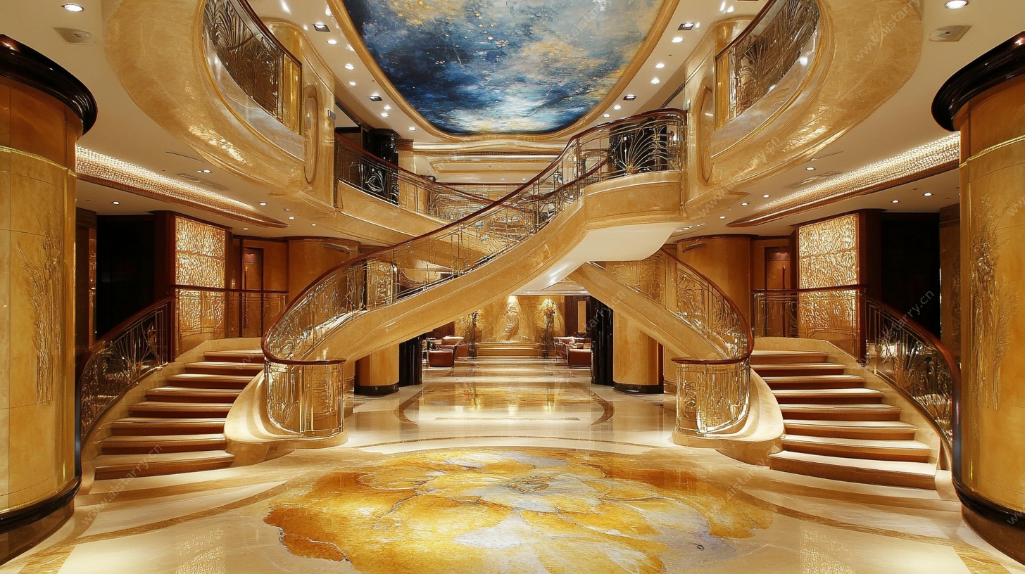 豪华宫殿式大厅精美楼梯