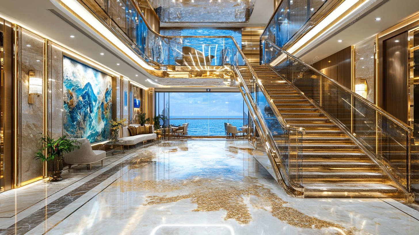 豪华海景别墅大堂楼梯