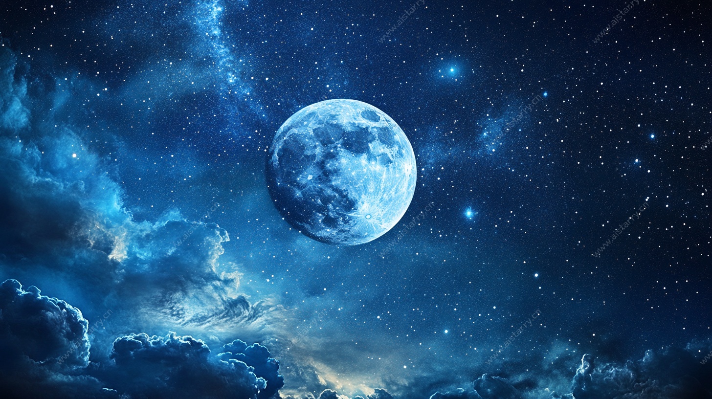 梦幻夜空下的皎洁明月