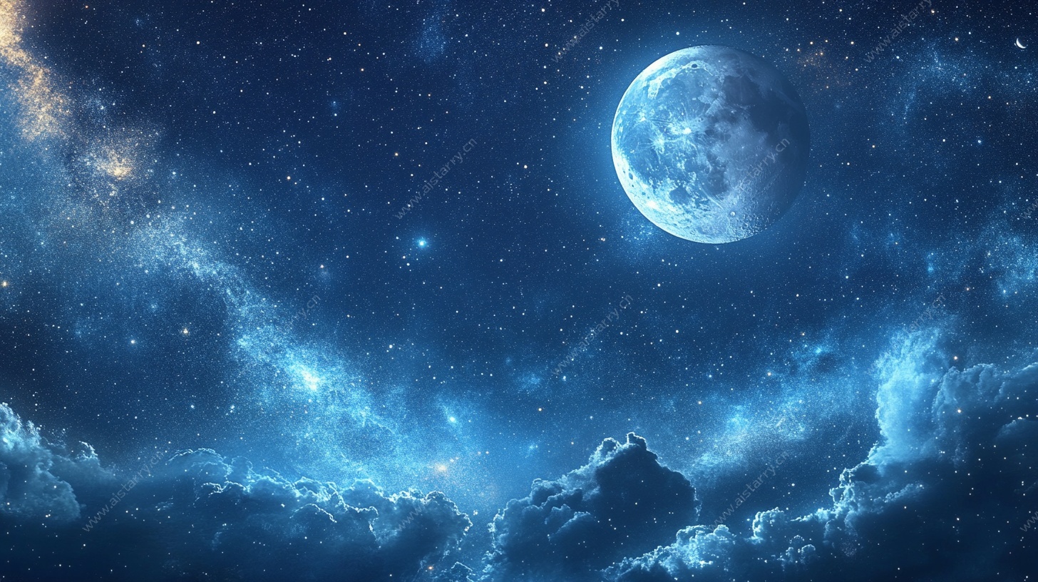 梦幻月夜星空背景图