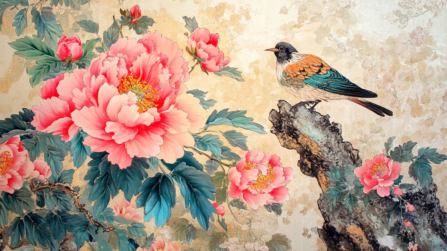牡丹栖鸟图