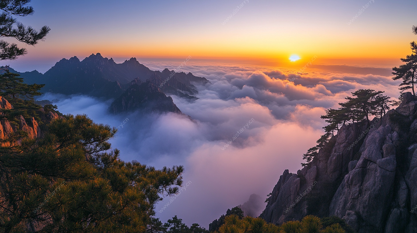 黄山日出云海壮丽景观