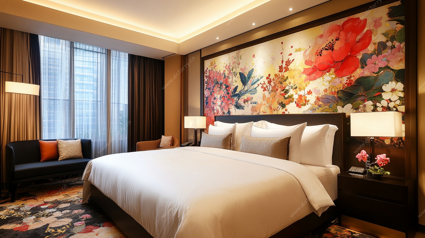 中式奢华卧室酒店客房