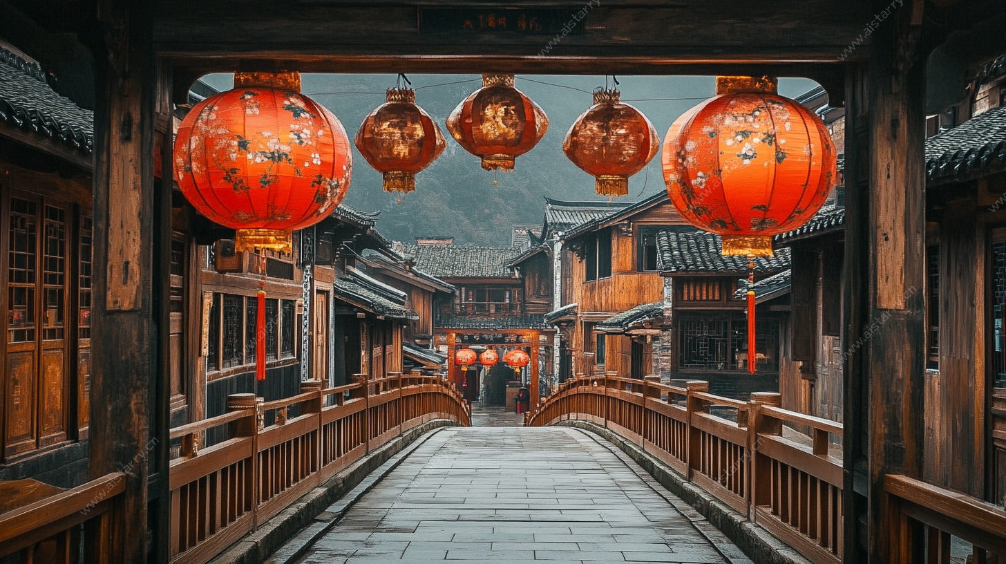 古巷红灯笼 中式古韵风情