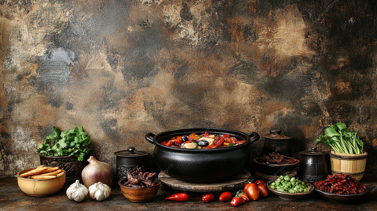 中式火锅食材布置场景图