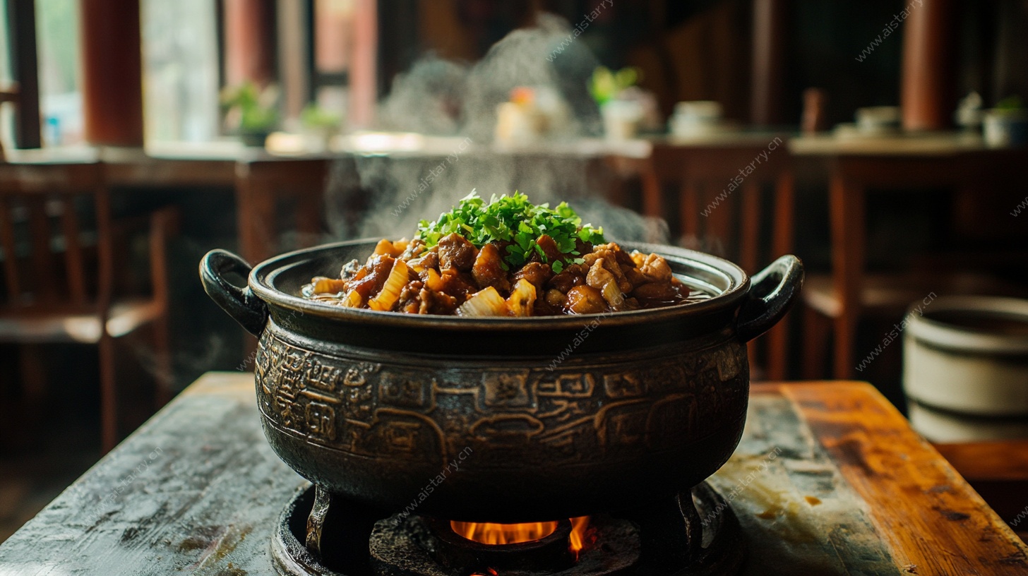 中式砂锅美食热气腾腾