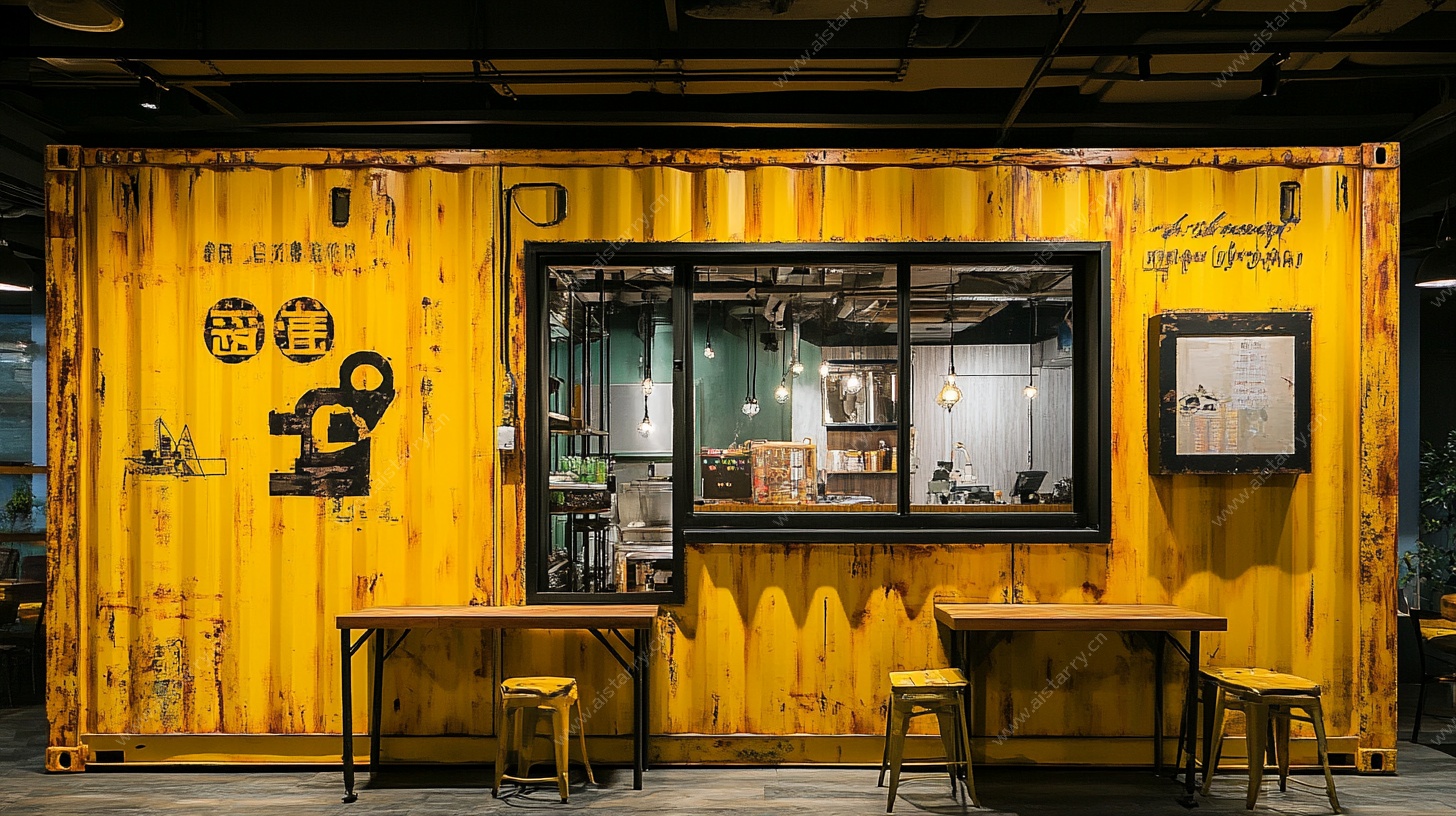 黄色集装箱风创意咖啡店