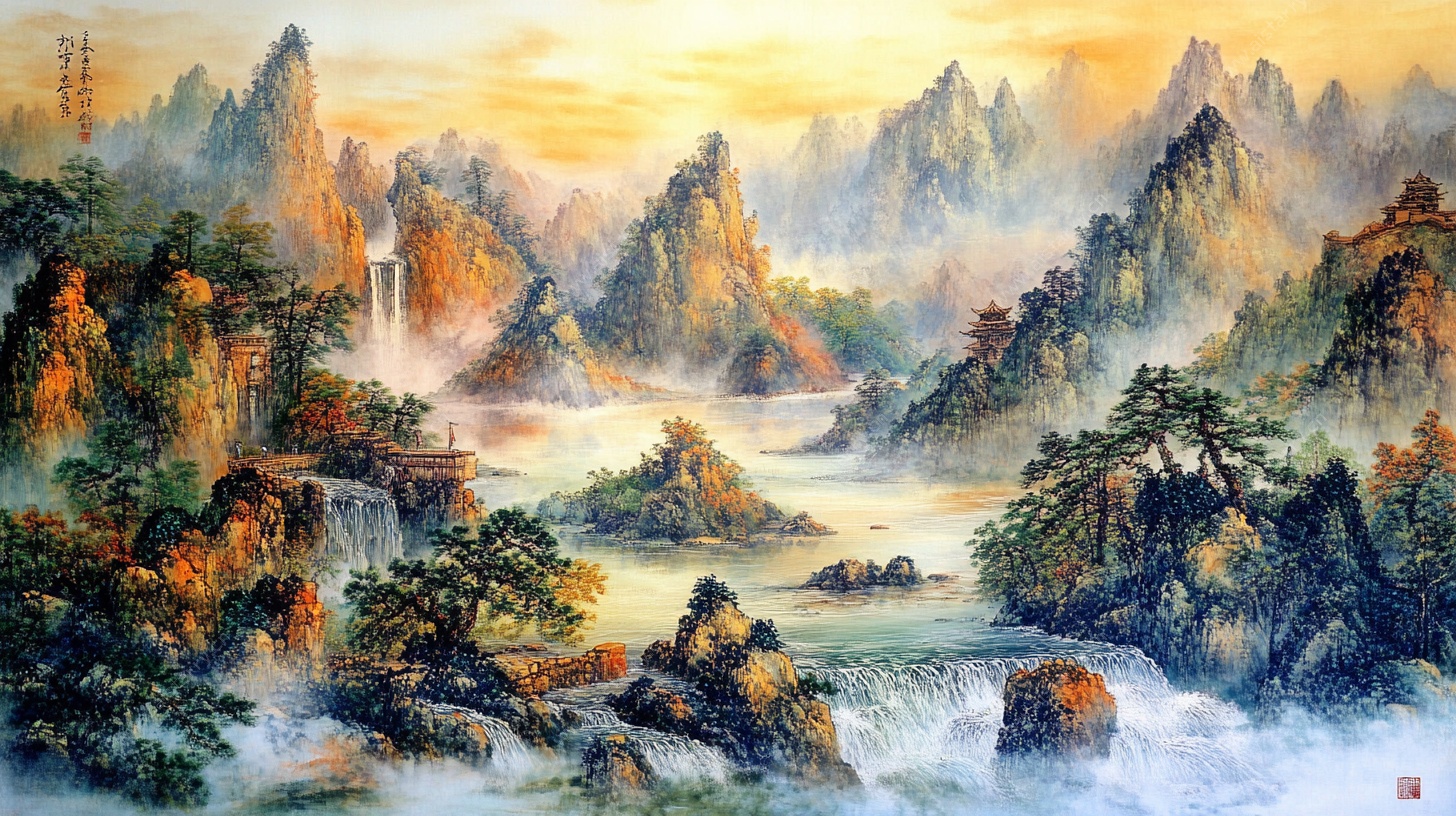 壮美山水国画风景图
